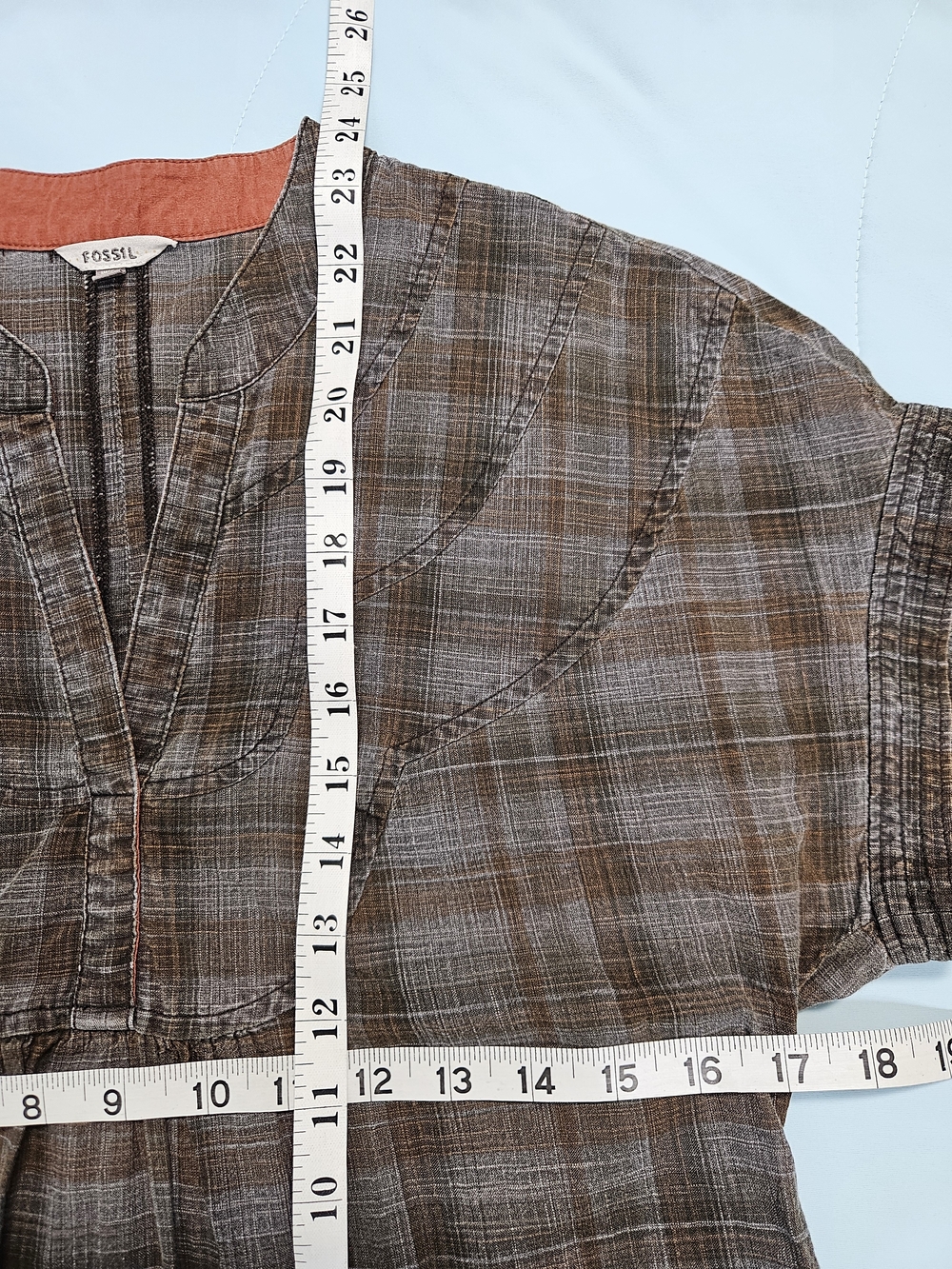 Fossil Brown Plaid Short-Sleeve Top - Picture 8 of 10